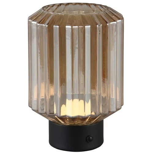 Tri O Črna/bež LED zatemnitvena namizna svetilka s steklenim senčnikom (višina 19,5 cm) Lord –
