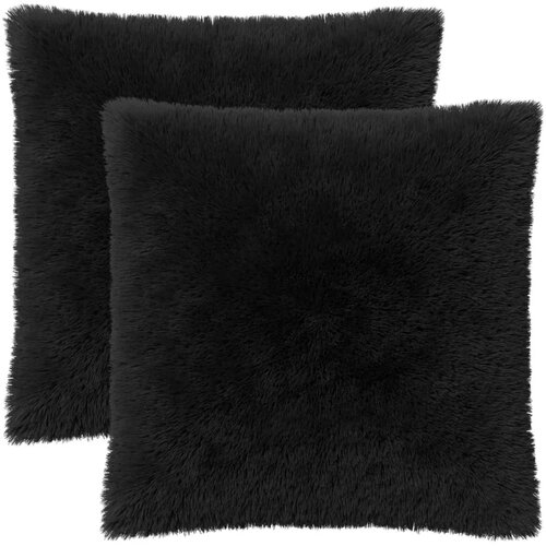  Jastuk s jastukom HEERLEN 2 kom. Crna PV flis - Crna 60 x 60 cm 2 Slike