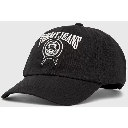 Tommy Jeans Bombažna bejzbolska kapa črna barva