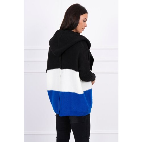 Kesi Tri-color hooded sweater black+ecru+purple-blue Slike