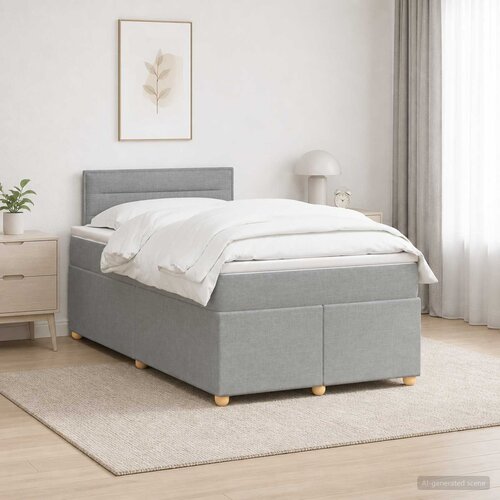  Boxspring krevet s madracem Svjetlosiva 120 x 190 cm Tkanina Slike