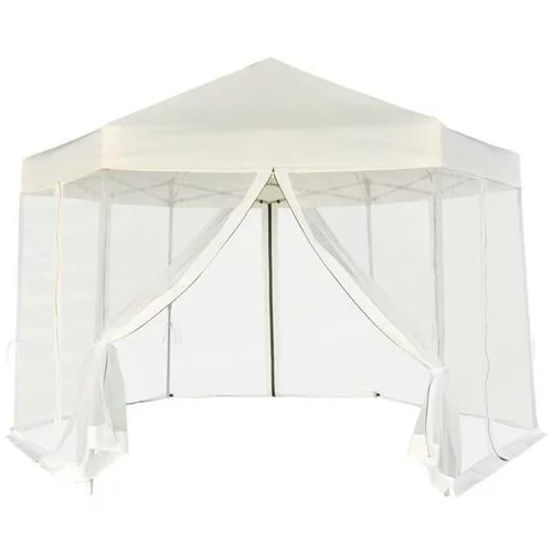  šotor pop-up šestkoten s 6 stranicami kremno bel 3,6x3,1 m