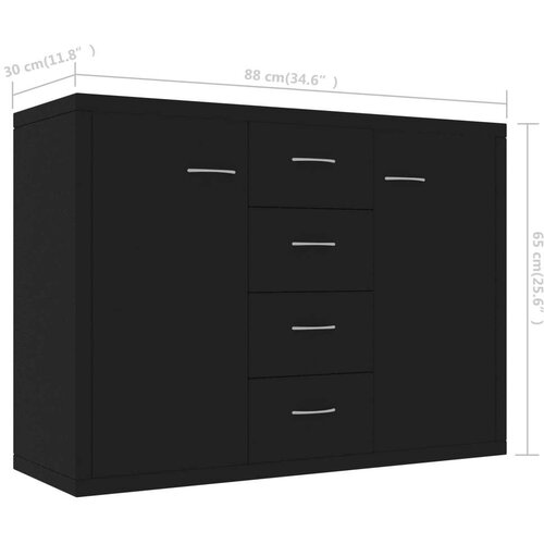 vidaXL komoda črna 88x30x65 cm iverna plošča Cene