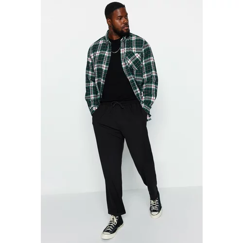 Trendyol Black Men's Regular Fit Plus Size Pants with Elastic Waist.