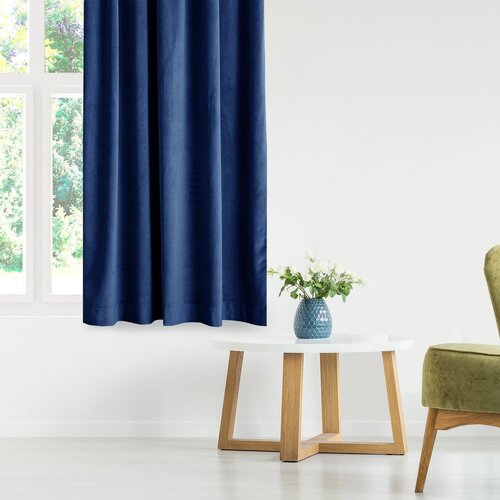 Restilo Tamno plava zavjesa za djelomično zamračenje od samta 140x245 cm Eyelets &amp;ndash; Slike