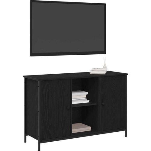 VidaXL TV ormarić Crni hrast 101x35x65 cm Konstruirano drvo i čelik Slike