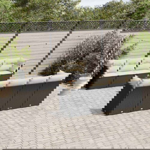  9-dijelni set vrtnih sofa s jastucima crni od poliratana Slike