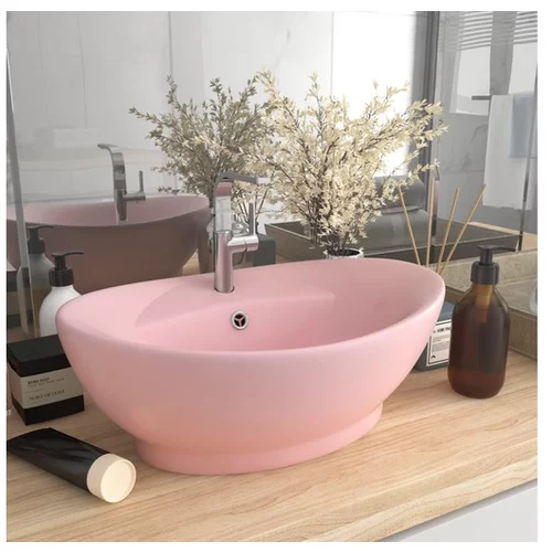  Razkošen umivalnik ovalen mat roza 58,5x39 cm keramika