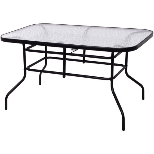 Springos stakleni vrtni stol 120 x 70 x 70 cm crni Slike