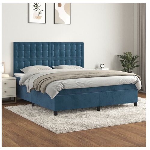 VidaXL Krevet s oprugama i madracem tamnoplavi 160x200 cm bar&amp;scaron;unasti Slike