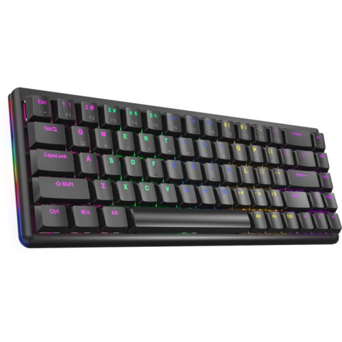  Tastatura gaming RAMPAGE REBEL black, Mechanical, Low Profile, red switch, US Layout, Rainbow Slike