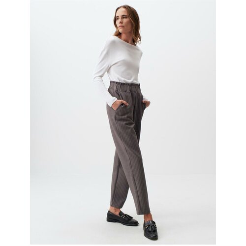 Jimmy Key Anthracite High Waist Line Patterned Fabric Trousers Slike