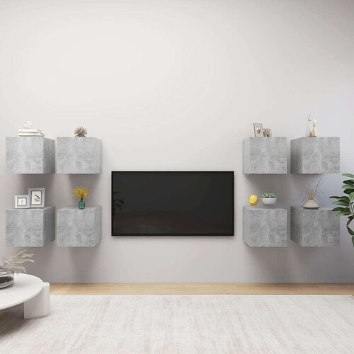  Stenske TV omarice 8 kosov betonsko sive 30,5x30x30 cm, (20913745) Cene