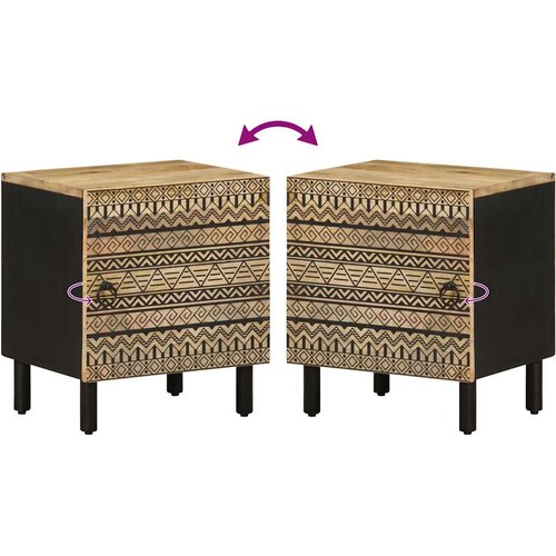  Krevetni ormarić crni 40x33,5x46 cm Puno grubo drvo Mango Slike