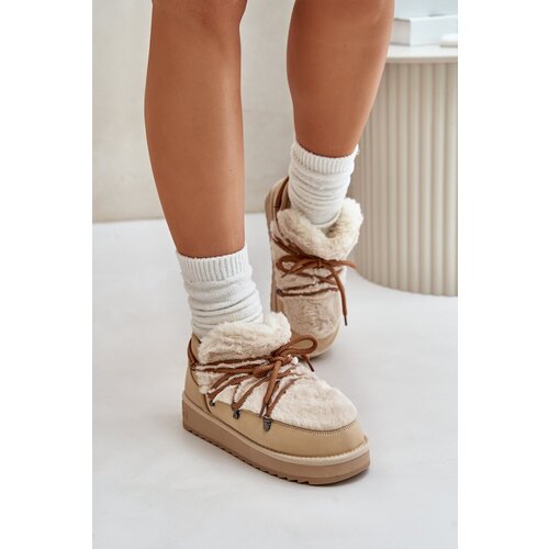 Kesi Low platform snow boots with fur D.Franklin beige Cene