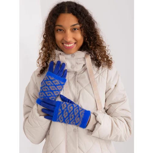 Fashion Hunters Cobalt blue gloves with knitted overlay