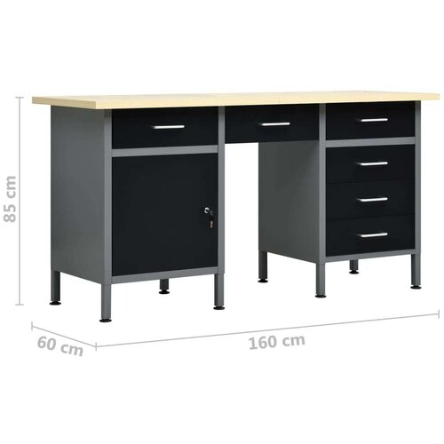 VidaXL Delovna miza črna 160x60x85 cm jeklo Slike