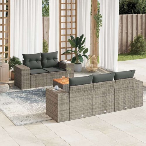 VidaXL 6-dijelni set vrtnih sofa od poliratana s jastucima sivi Slike