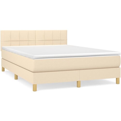 Maison Chic Box spring postelja - Vzmetna postelja z vzmetnico krem 140x190 cm blago SL282, (21890404) Cene