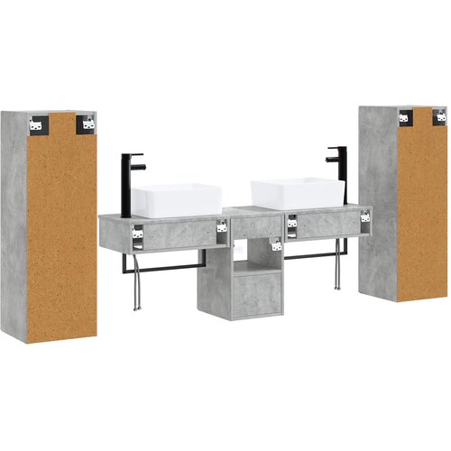  Set namje&amp;scaron;taja za kupaonicu 5 kom. Betonska siva 33 x 34,5 x 160 cm Slike