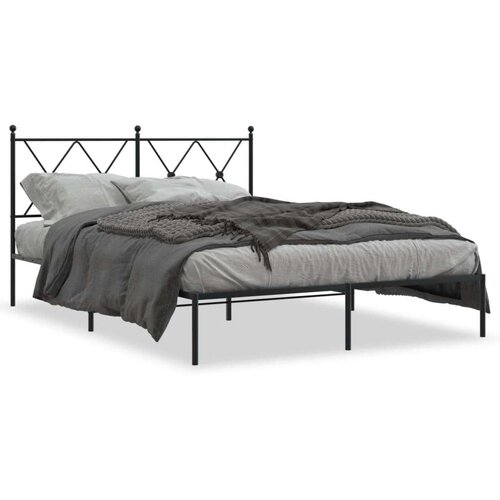 Metalni okvir za krevet s uzglavljem crni 140x190 cm Cijene