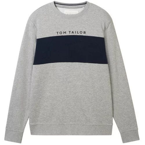 Tom Tailor Sweater majica mornarsko plava / siva melange / crna