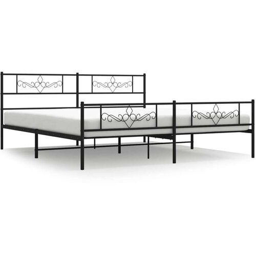VidaXL Metalni okvir kreveta uzglavlje i podnožje crni 193x203 cm Slike