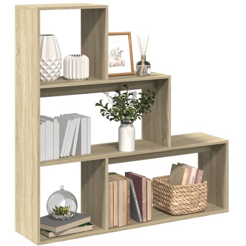 Pregrada regal za knjige 3 razina hrast 123x29x123 cm drveni Cijene
