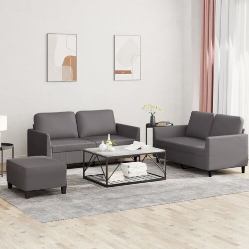  3-dijelni set sofa s jastucima sivi od umjetne kože Cijene