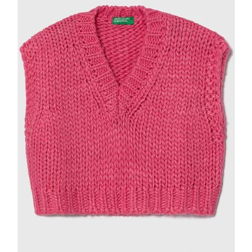 United Colors Of Benetton Prsluk s primjesom vune boja: ružičasta