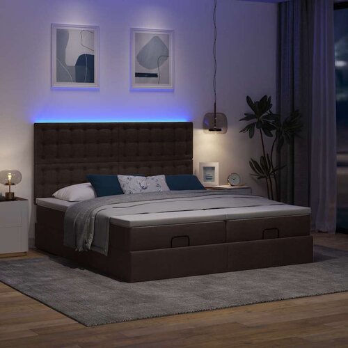 VidaXL okvir kreveta s madracima tamnosmeđi 180x200cm tkanine Slike