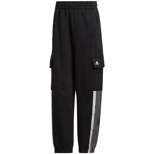 ADIDAS SPORTSWEAR Športne hlače 'Essentials Pin Stripe Block Fleece ' siva / črna / bela