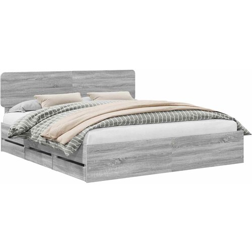 vidaXL konstrukcija postelje s predalom siva sonoma 180 x 200 cm, (5000113669) Cene