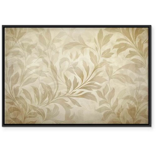  Slika - Botanical Motif with Leaves and Vines in Sand Colors 60x40 U crnom drvenom okviru Slike