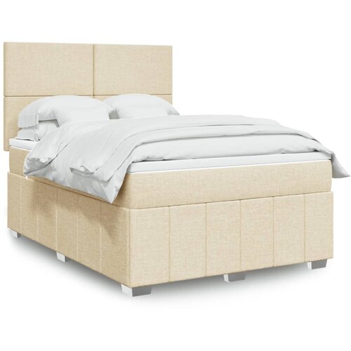  Krevet s oprugama i madracem krem 160x200 cm od tkanine Cijene