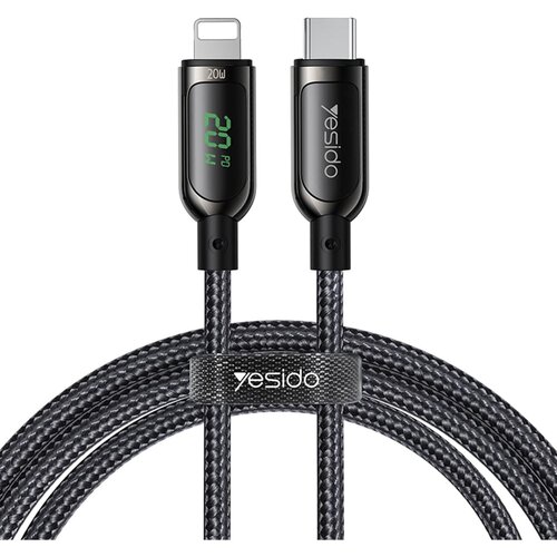 Yesido podatkovni kabel (CA86) - Lightning na Type-C 20W 5A digitalni zaslon - 120 cm - črn Cene