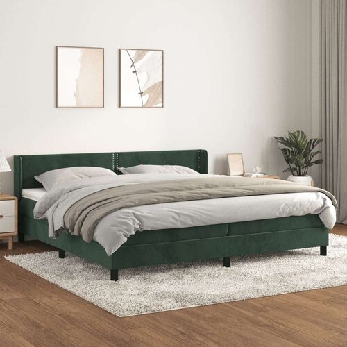  Box spring postelja z vzmetnico temno zelena 200x200 cm žamet Slike