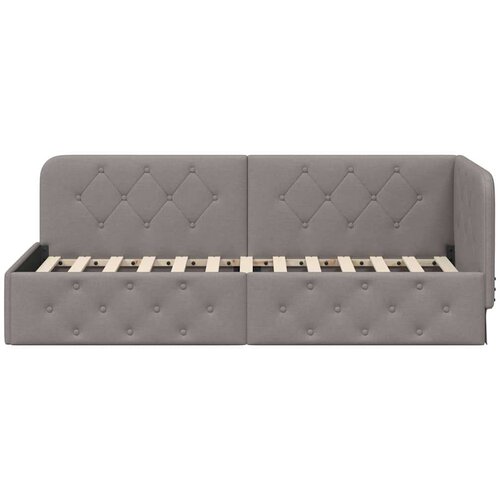  Kutni okvir kreveta s uzglavljem Sivo-smeđa 80 x 200 cm tkanina Slike