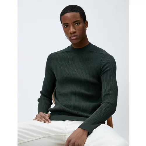 Koton Knitwear Sweater Textured Crew Neck Slim Fit