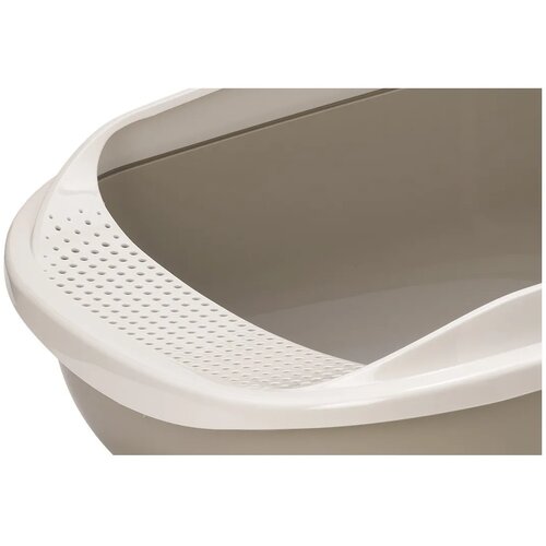 Moderna Mega Step otvoreni WC za mačke sa visokim ramom, jumbo Taupe Slike
