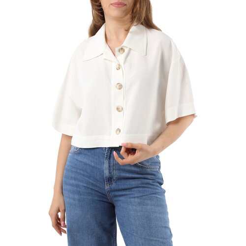 Crochè Srajce s kratkimi rokavi CR08416 Bela Cene