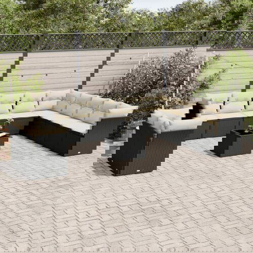 vidaXL 12-dijelni set vrtnih sofa od poliratana s jastucima crni Cijene
