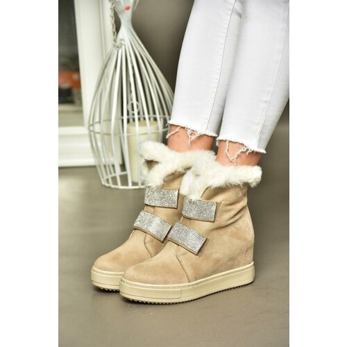 Fox Shoes R602891602 Women's Beige Suede Wedge Heels Boots Slike