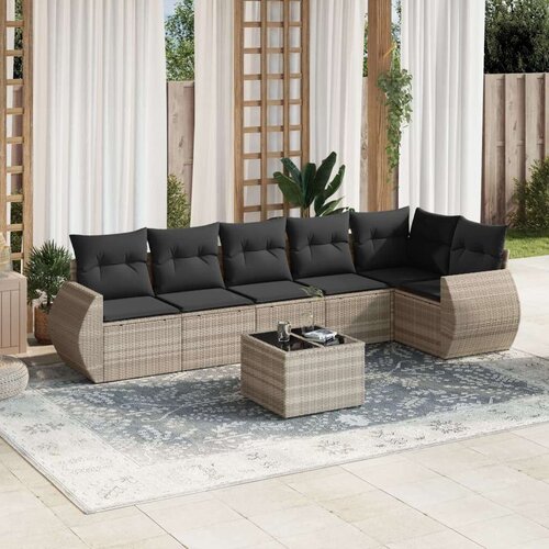 vidaXL 7-dijelni set vrtnih sofa svjetlosivi od poliratana Cijene