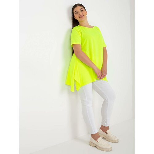 Fashion Hunters Fluo yellow smooth plus size viscose blouse Cene