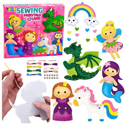  Kreativni set pli&amp;scaron;anih igračaka od filca za &amp;scaron;ivanje, Zemlja bajki, DIY, 6 kom. Slike