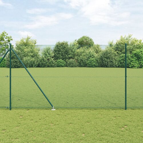 VidaXL zavarena žičana ograda s 13 &amp;scaron;iljastih stupova zeleni 1.5x25 m čelik Slike
