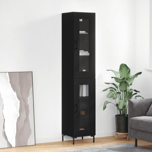VidaXL Visoka omara črna 34,5x34x180 cm inženirski les Slike