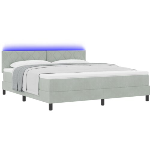 Box spring krevet s madracem i led osvjetljenjem sivo 180x200 cm bar&amp;scaron;un Slike