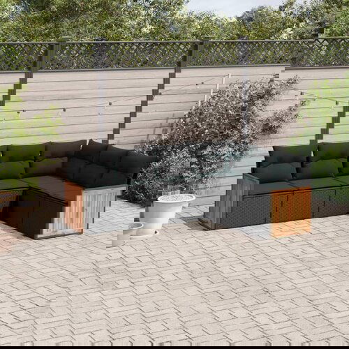 vidaXL 6-dijelni set vrtnih sofa s jastucima crni od poliratana Cijene
